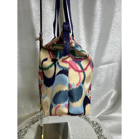 Coach Ikat Print Vinyl Handbag 10” X 8” X 4” - Picture 6 of 9